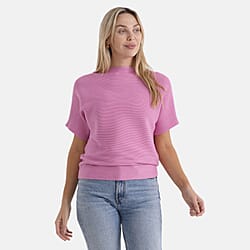 Styledby One-Size Casual Short Sleeve Jumper - Rose Red
