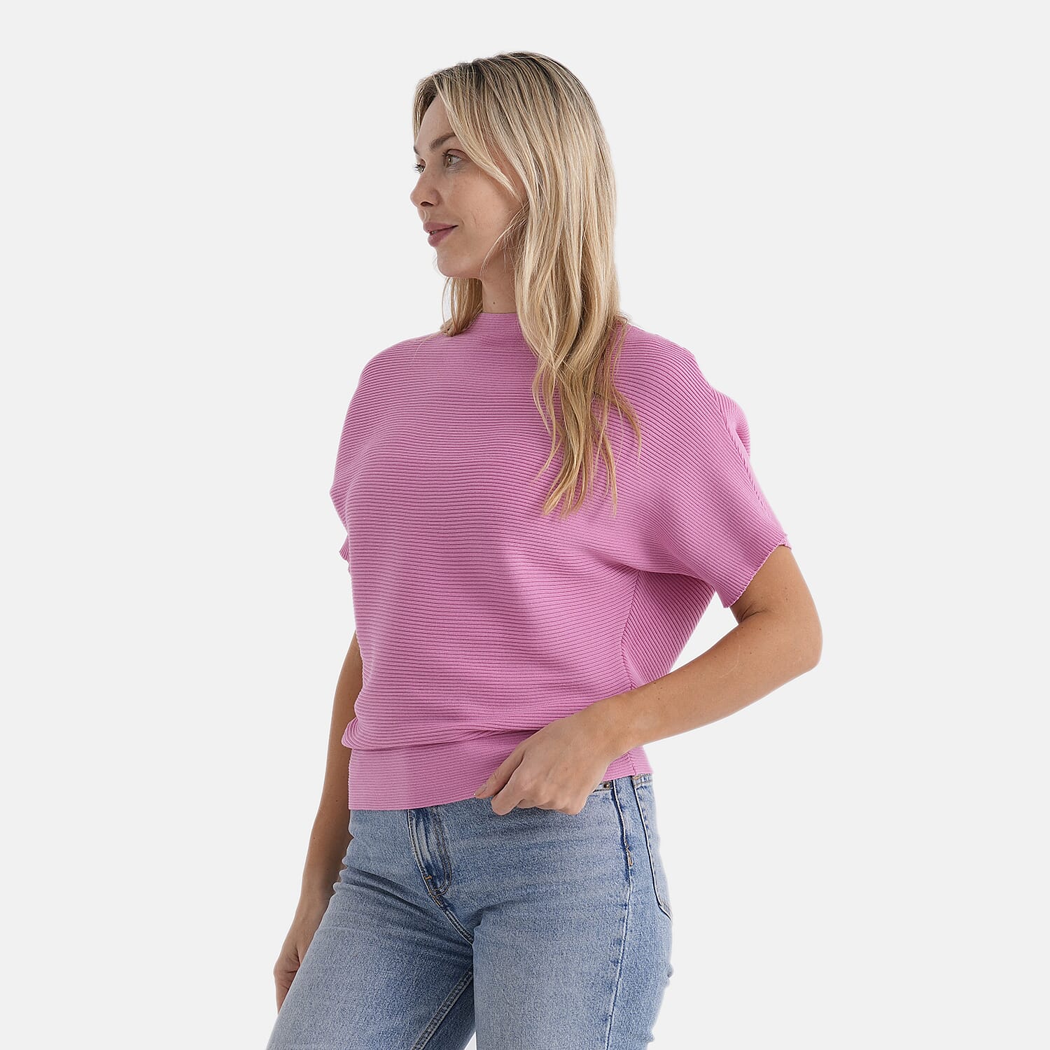 Styledby One-Size Casual Short Sleeve Jumper - Rose Red