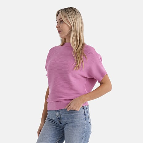Styledby One-Size Casual Short Sleeve Jumper - Rose Red