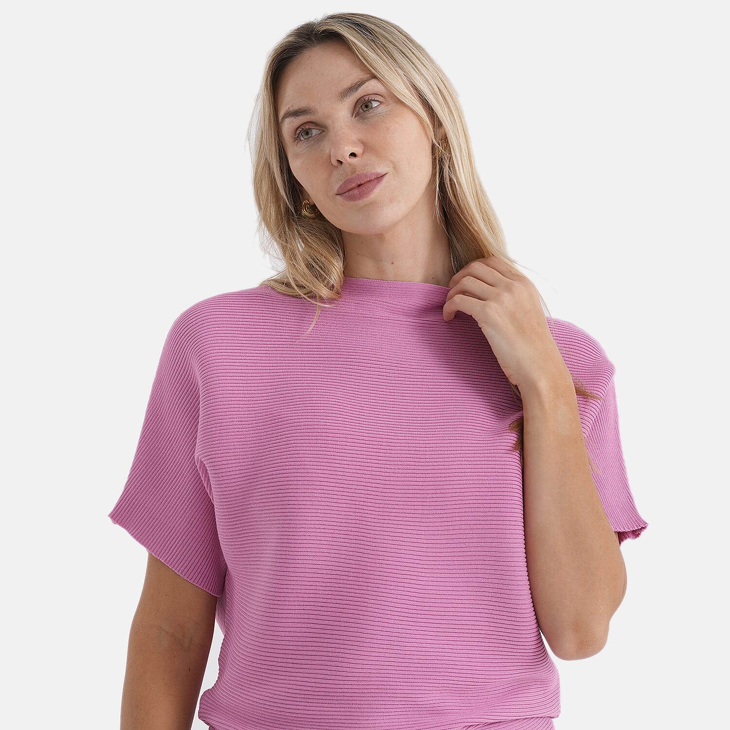 Styledby One-Size Casual Short Sleeve Jumper - Rose Red
