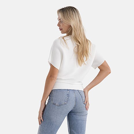 Styledby One-Size Casual Short Sleeve Jumper - White