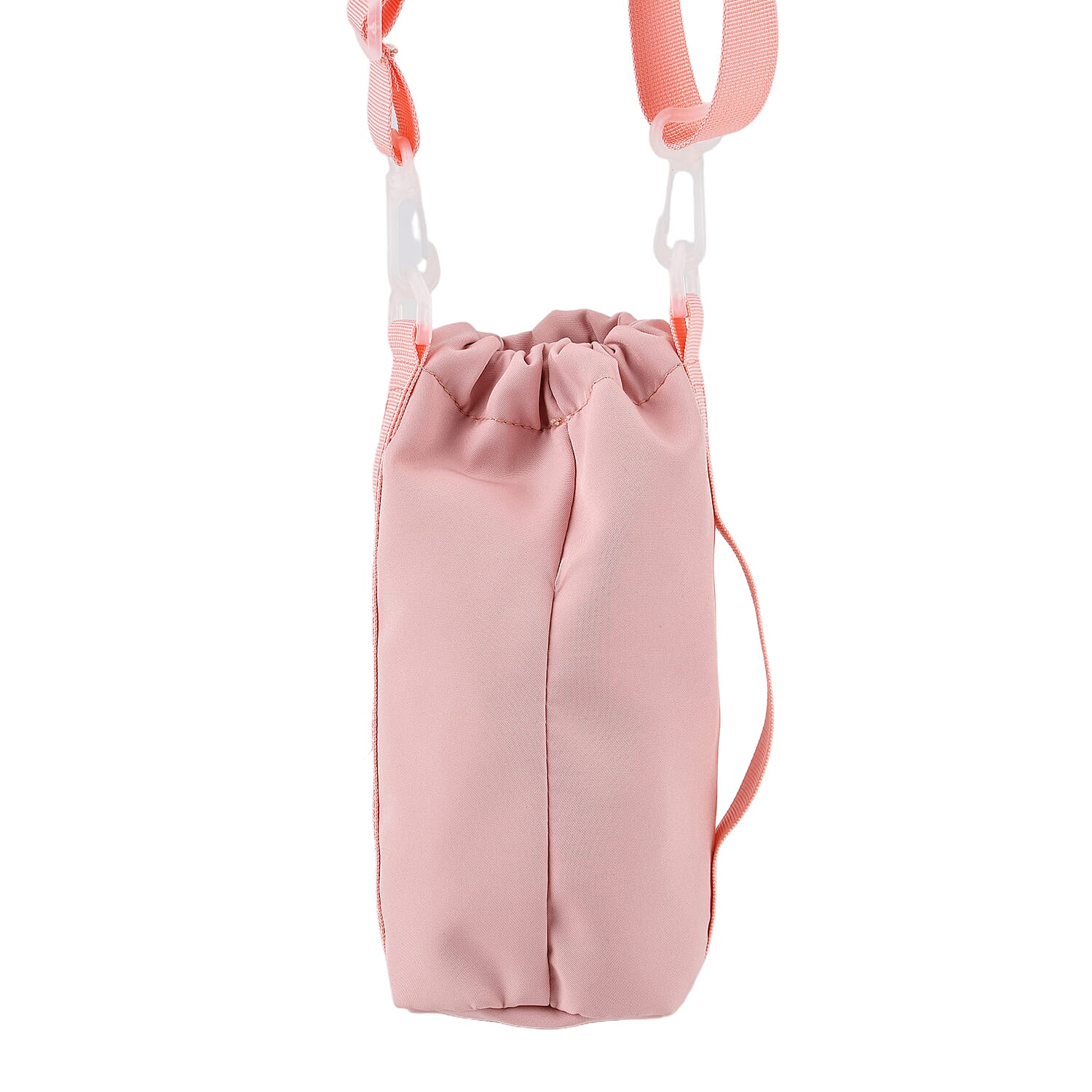 Insulated Style Coffee-Water Bottle Carrier with Wide Crossbody Strap - Pink