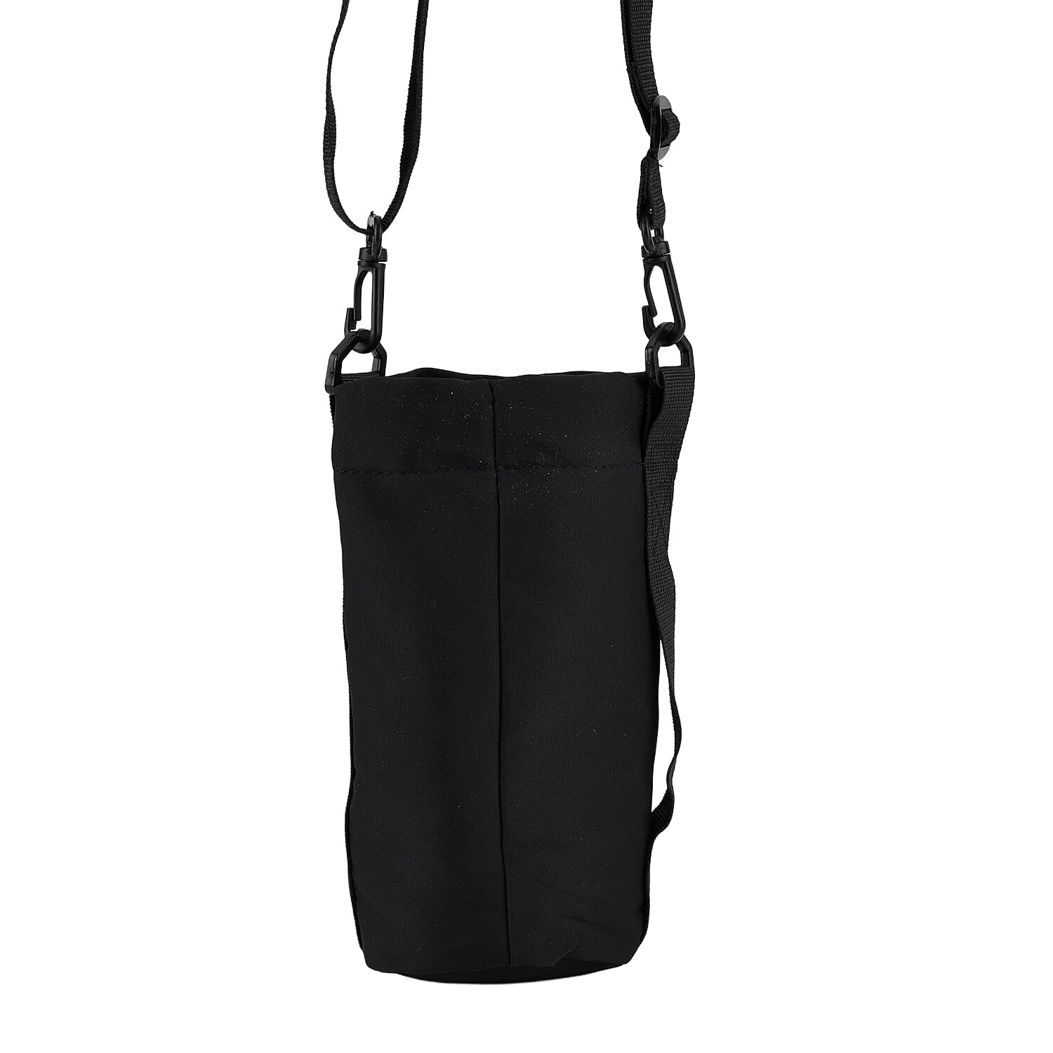 Insulated Style Coffee-Water Bottle Carrier with Wide Crossbody Strap - Black