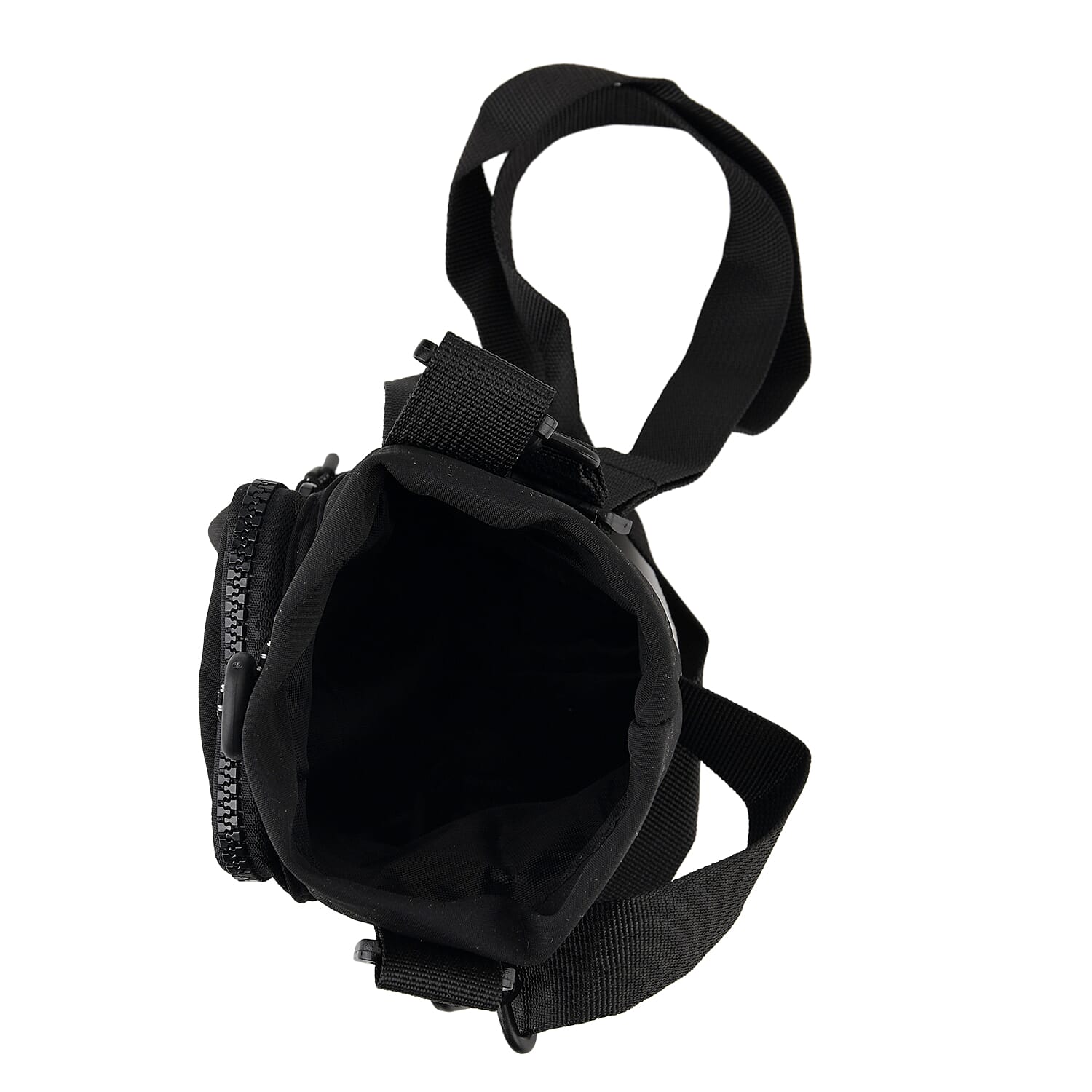 Insulated Style Coffee-Water Bottle Carrier with Wide Crossbody Strap - Black