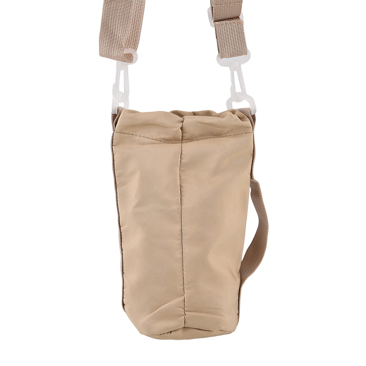 Insulated Style Coffee-Water Bottle Carrier with Wide Crossbody Strap - Beige
