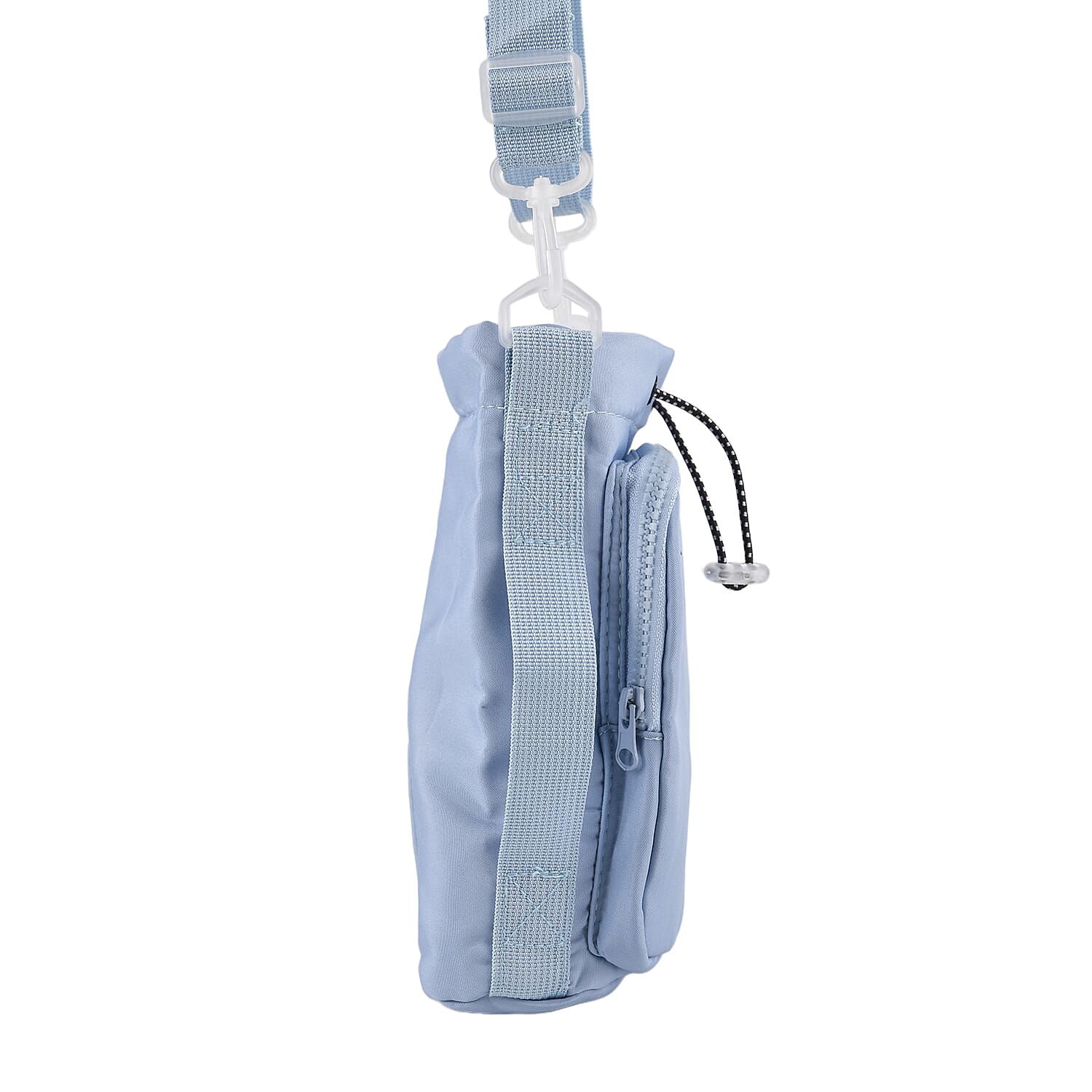 Insulated Style Coffee-Water Bottle Carrier with Wide Crossbody Strap - Blue