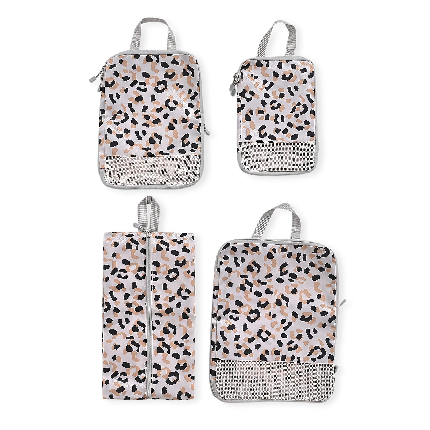4-Piece Leopard Print Clothing Storage Set - White