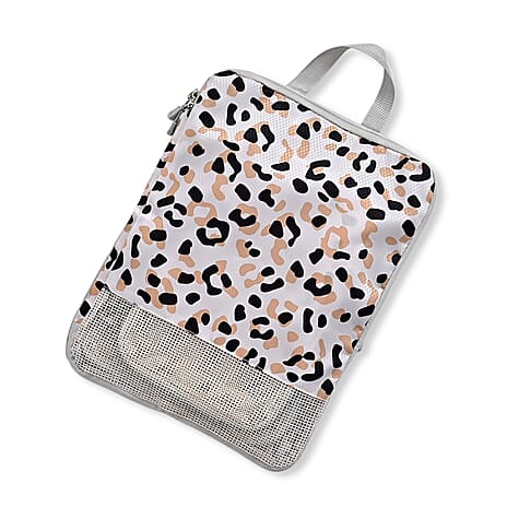 4-Piece Leopard Print Clothing Storage Set - White