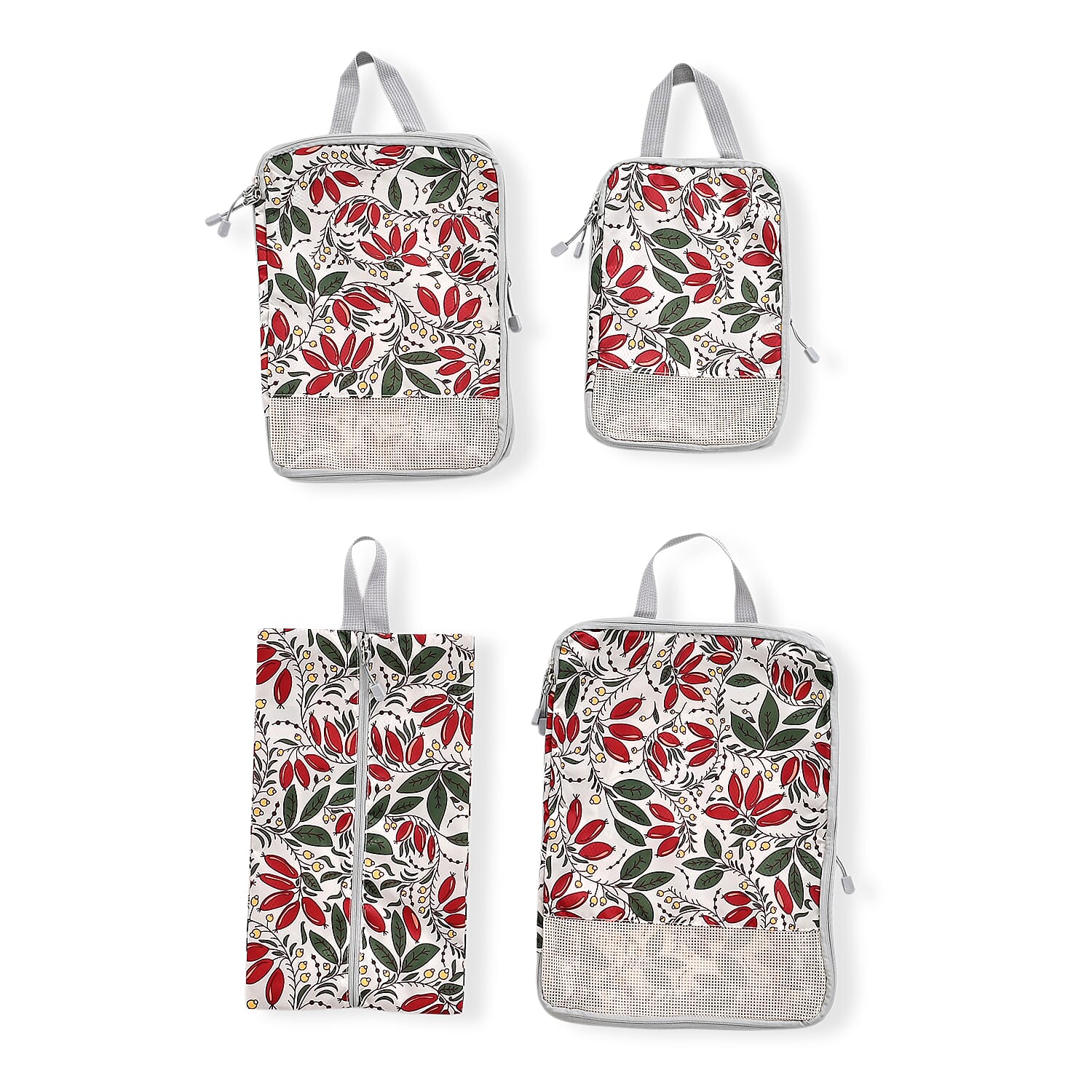 4-Piece Florsl Print Clothing Storage Set - Red