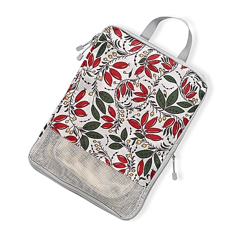4-Piece Floral Print Clothing Storage Set - Red