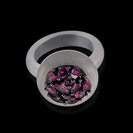 D'Joy Rhodolite Garnet, Dyed White Jade Fancy Ring Sterling Silver  15.830  Ct.