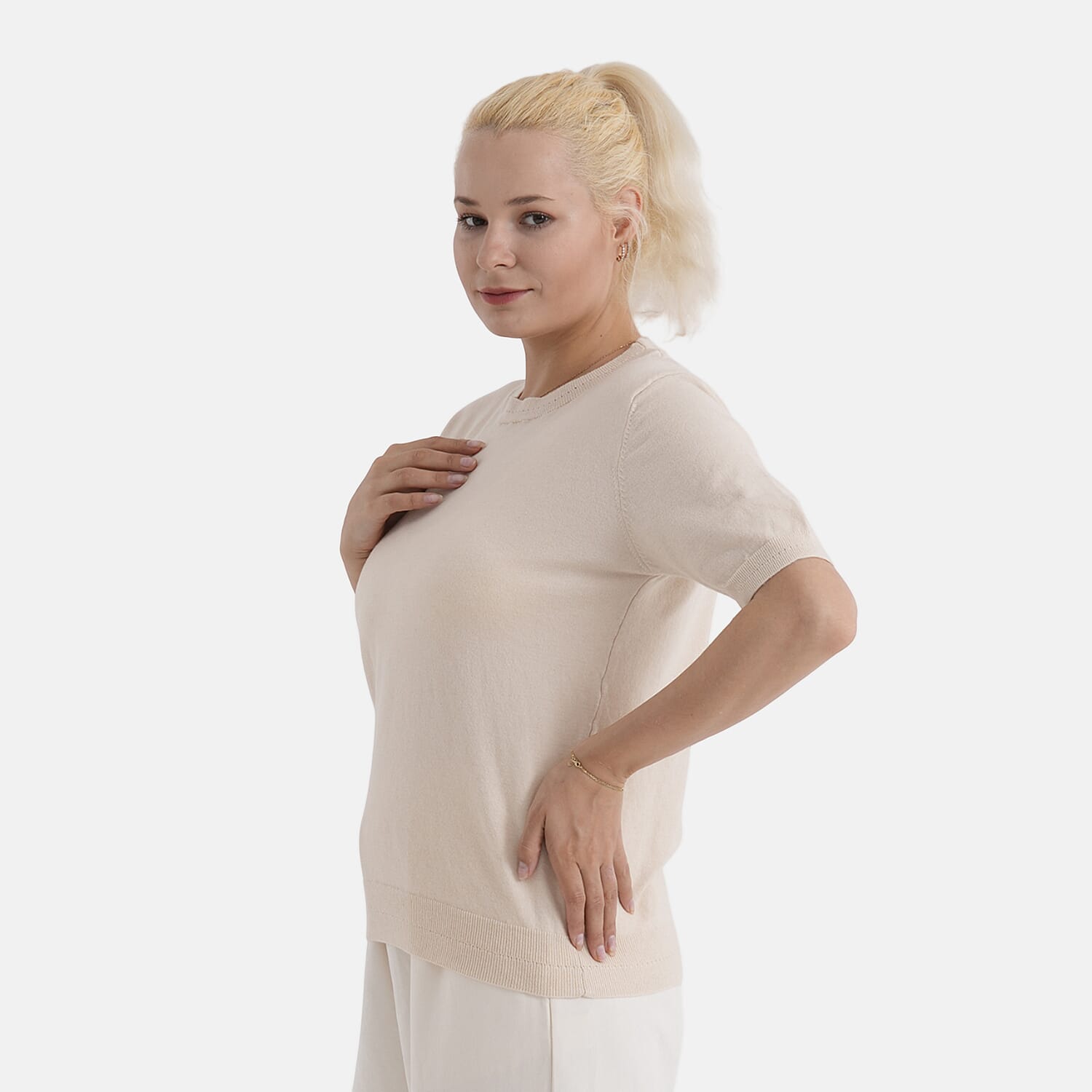 La Marey Summer Knit Short Sleeve Top