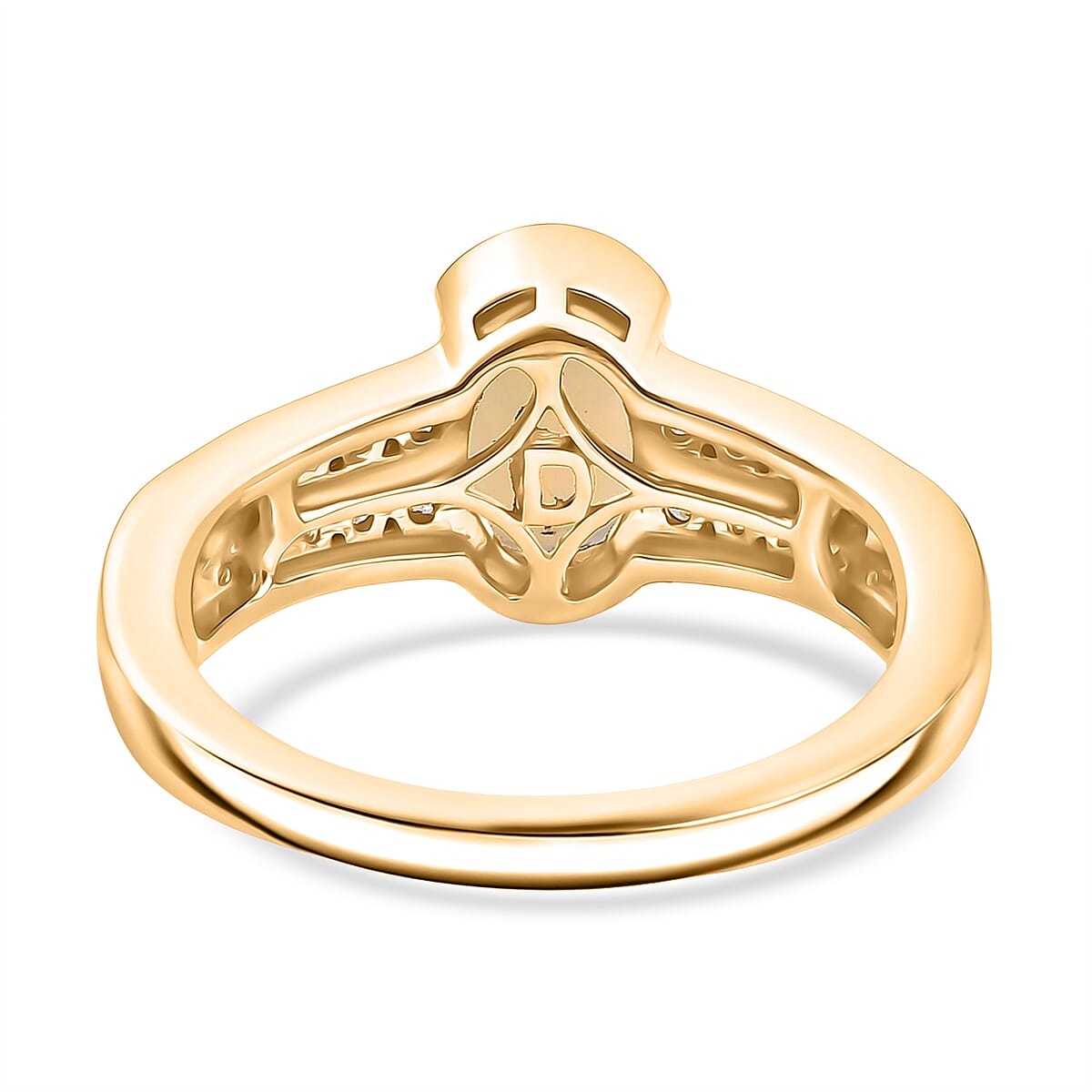 D'Joy Faceted Ethiopian Opal & White Zircon Ring in Yellow Gold Plated Sterling Silver 1.12 Ct.