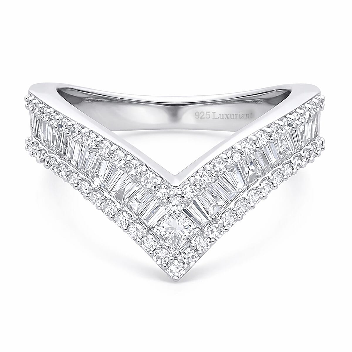 Luxuriant Lab Grown Diamond (SI-GH) Ring in Rhodium Overlay Sterling Silver 1.00 Ct.