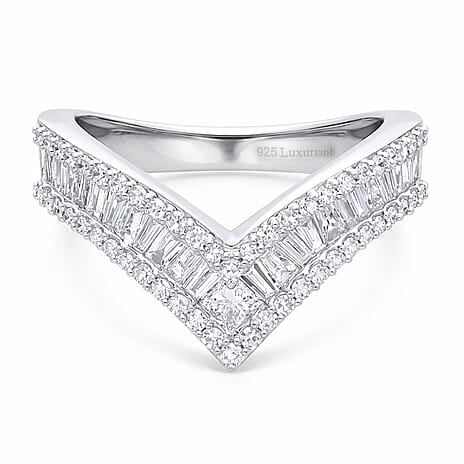 Luxuriant Lab Grown Diamond (SI-GH) Ring in Rhodium Overlay Sterling Silver 1.00 Ct.