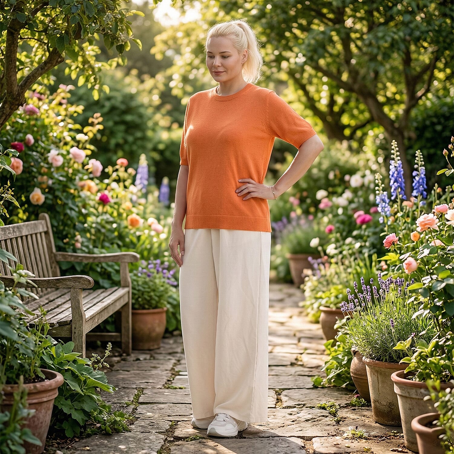 La Marey Summer Knit Short Sleeve Top