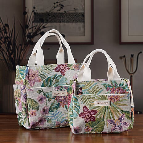 Set of 2 Tropical Print Insulated Tote Bags - Multicolour