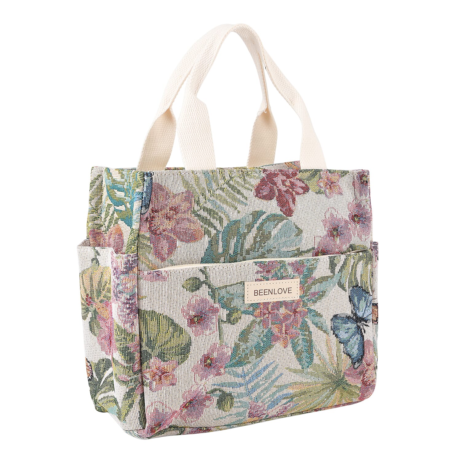 Set of 2 Tropical Print Insulated Lunch Tote Bags - Multicolour