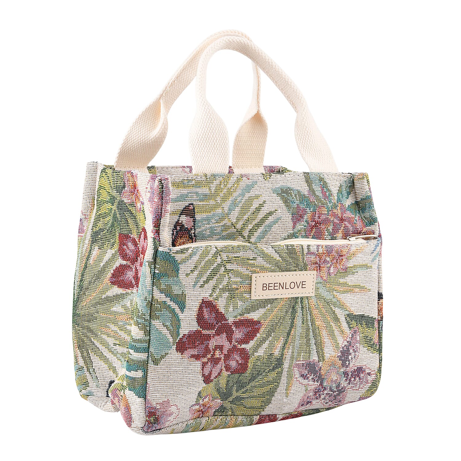 Set of 2 Tropical Print Insulated Lunch Tote Bags - Multicolour