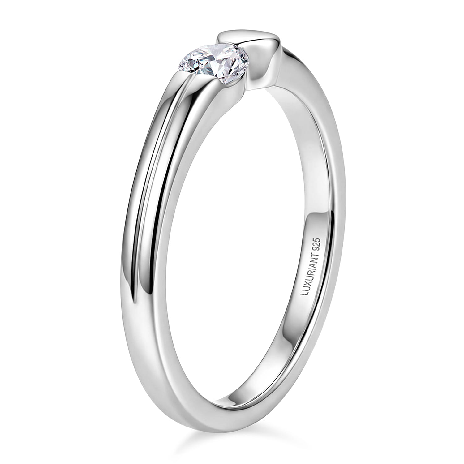 Luxuriant SI-G-H Lab Grown Diamond Band Ring in Rhodium Overlay Sterling Silver