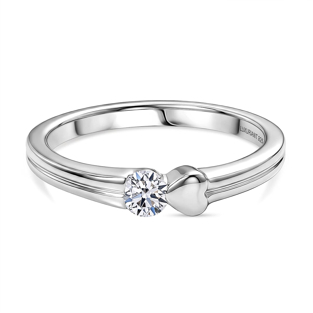 Luxuriant SI-G-H Lab Grown Diamond Band Ring in Rhodium Overlay Sterling Silver