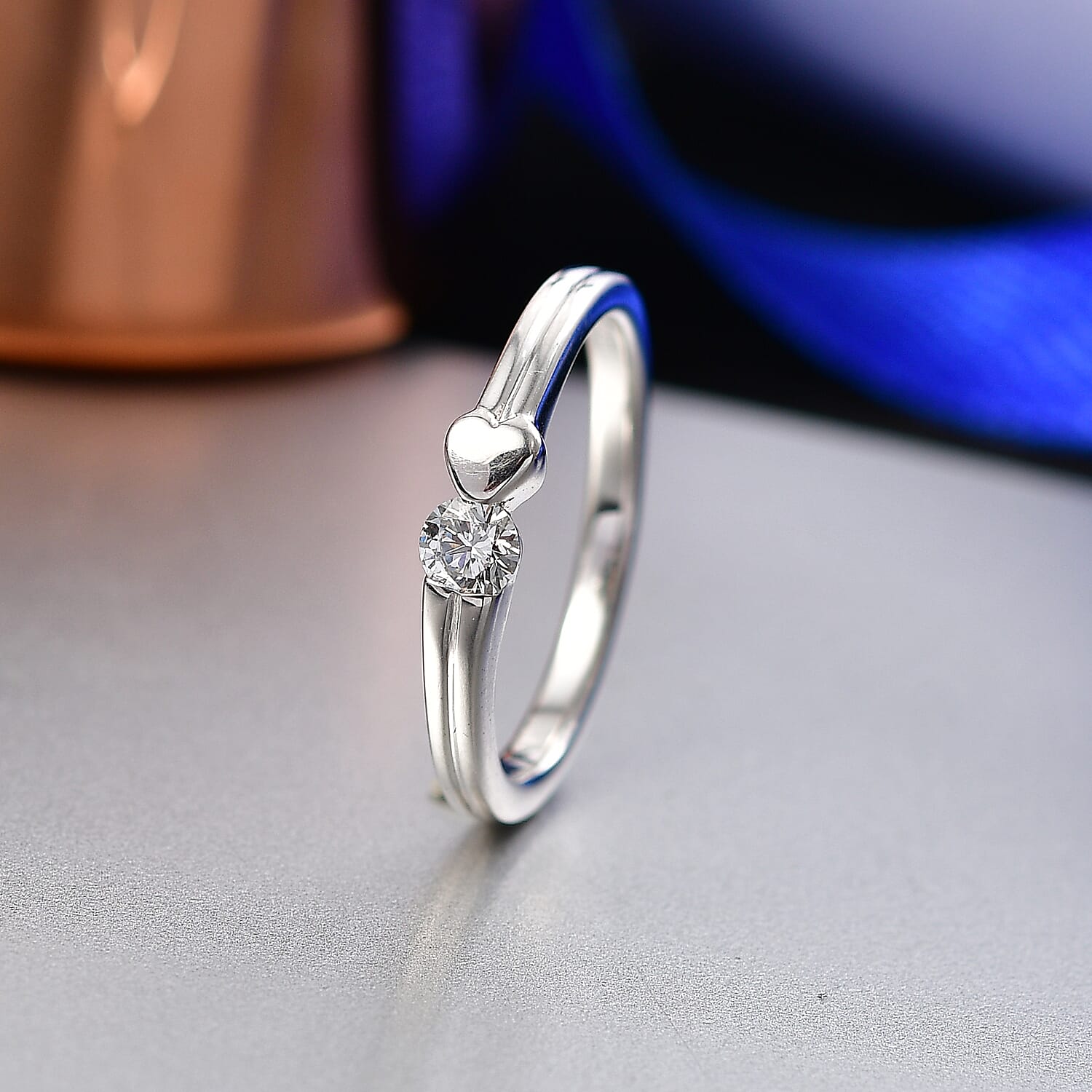 Luxuriant SI-G-H Lab Grown Diamond Band Ring in Rhodium Overlay Sterling Silver