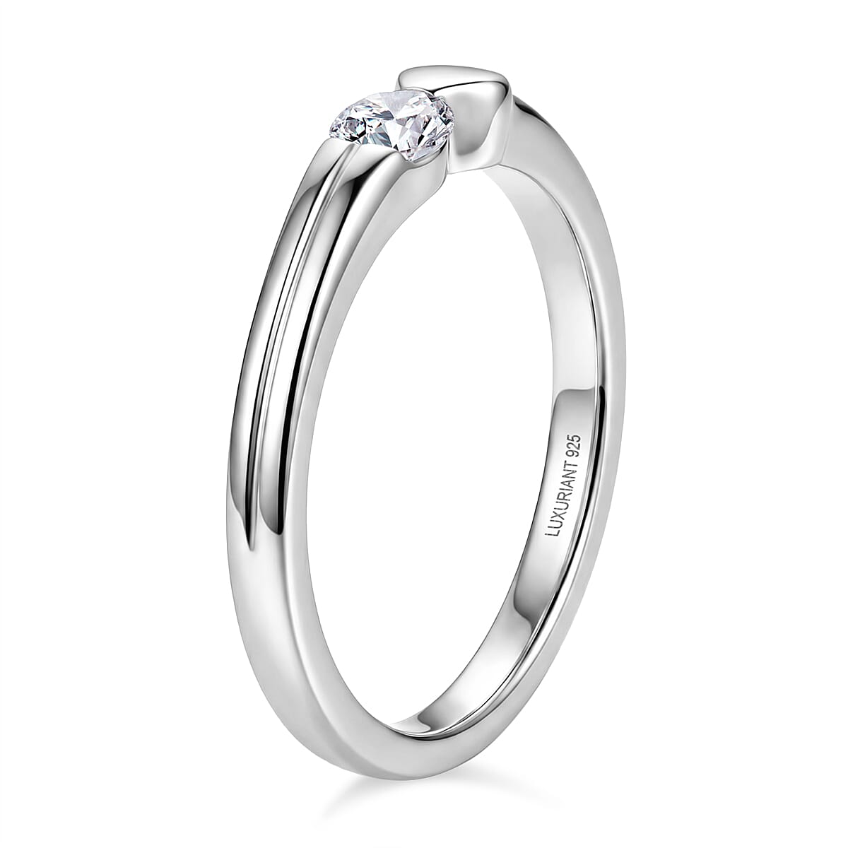 Luxuriant SI-G-H Lab Grown Diamond Band Ring in Rhodium Overlay Sterling Silver