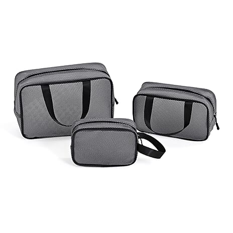 Set of 3 Cosmetic Storage Bags - Black