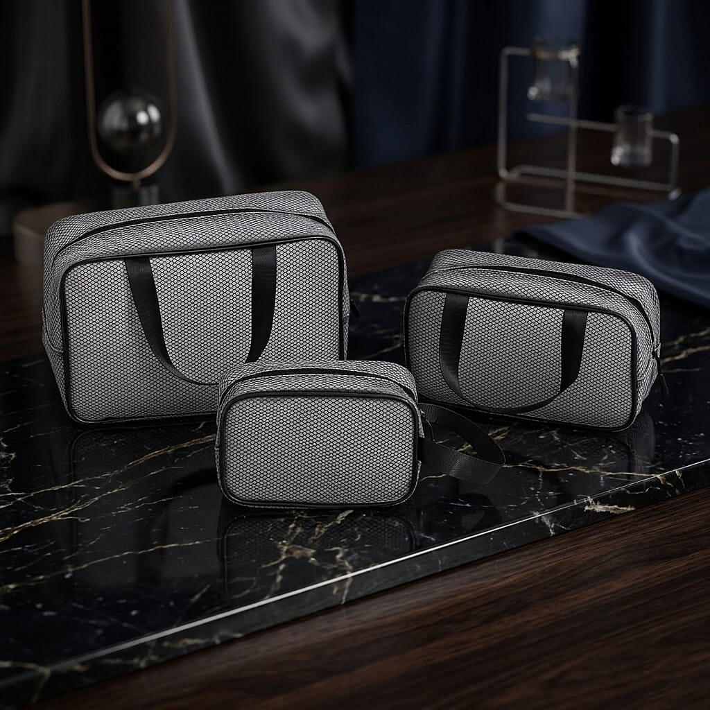 Set of 3 Cosmetic Storage Bags - Black