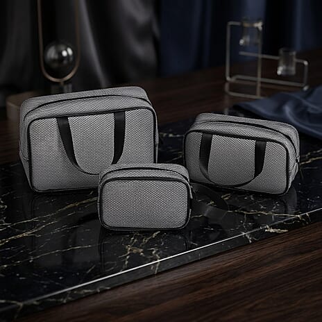 Set of 3 Cosmetic Storage Bags - Black
