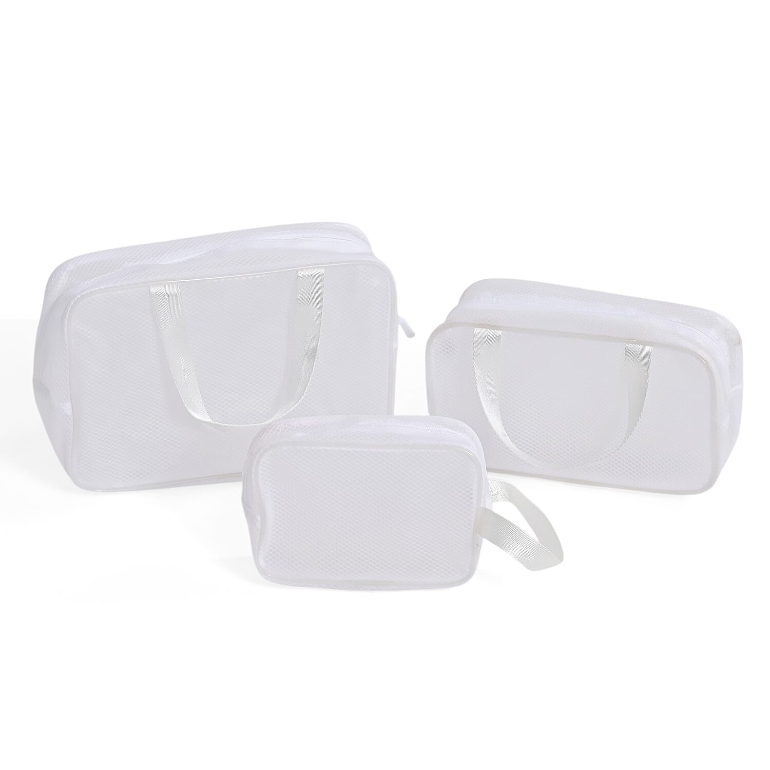 Set of 3 Cosmetic Storage Bags - White