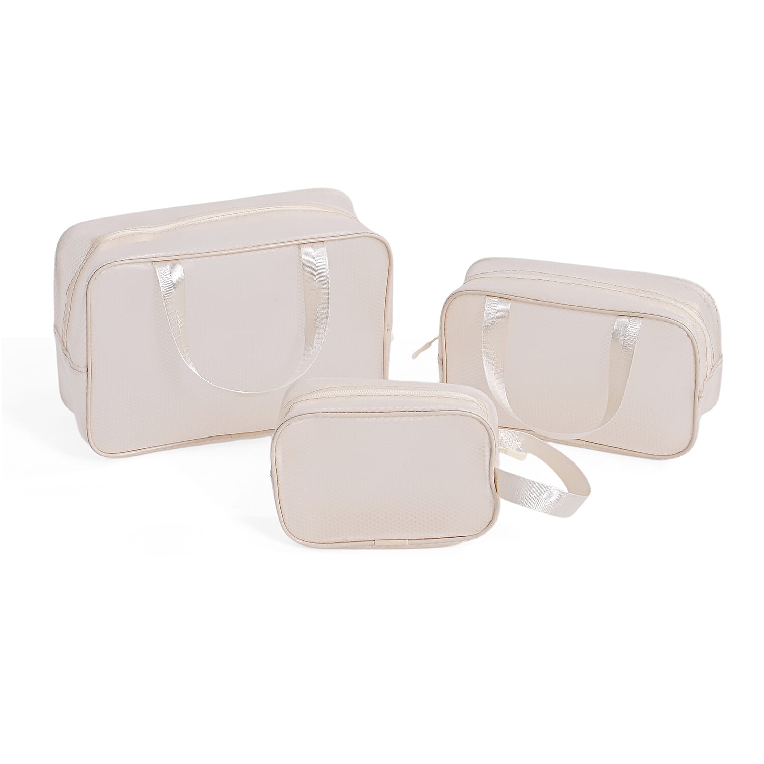 Set of 3 Cosmetic Storage Bags - Beige