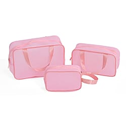 Set of 3 Cosmetic Storage Bags - Pink