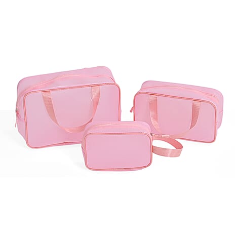 Set of 3 Cosmetic Storage Bags - Pink