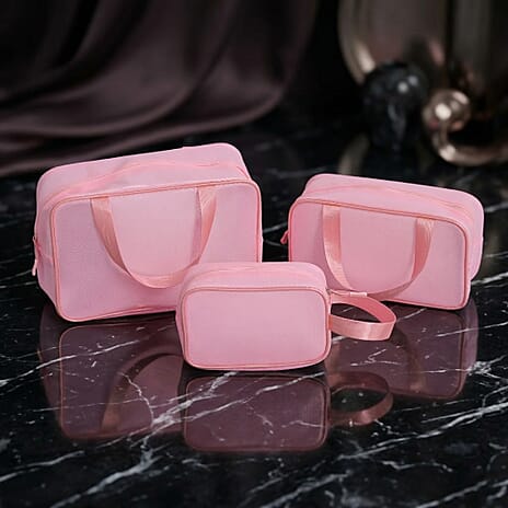 Set of 3 Cosmetic Storage Bags - Pink