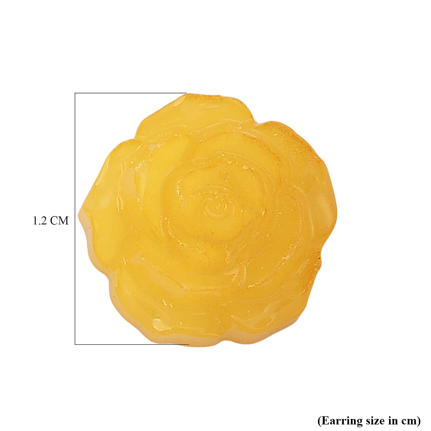 D'Joy ButterScotch Carved Amber Earring with Push Back in Yellow Gold Plated Sterling Silver