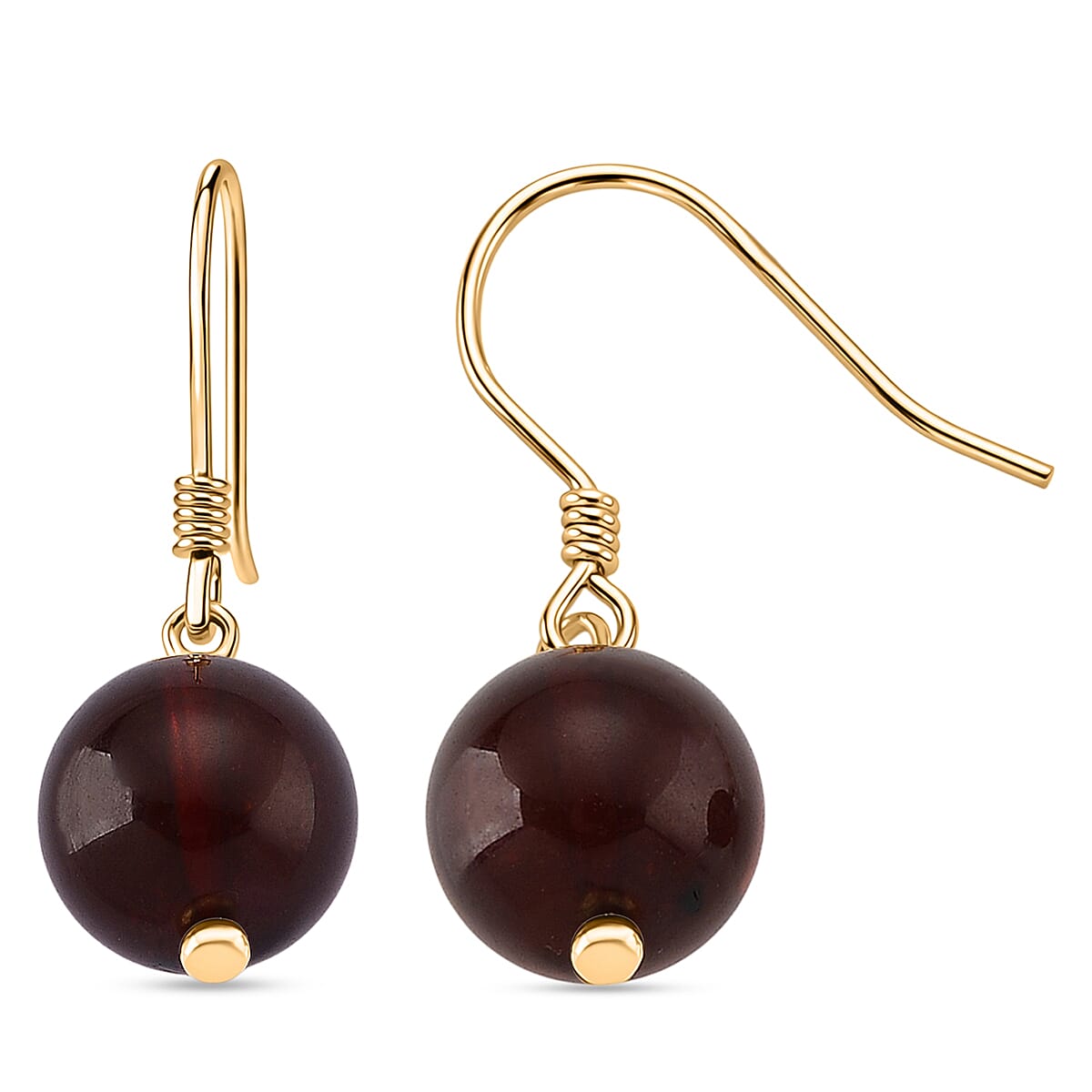 D'Joy Amber Beads Earring with Hook in Yellow Gold Plated Sterling Silver 5.00 Ct.
