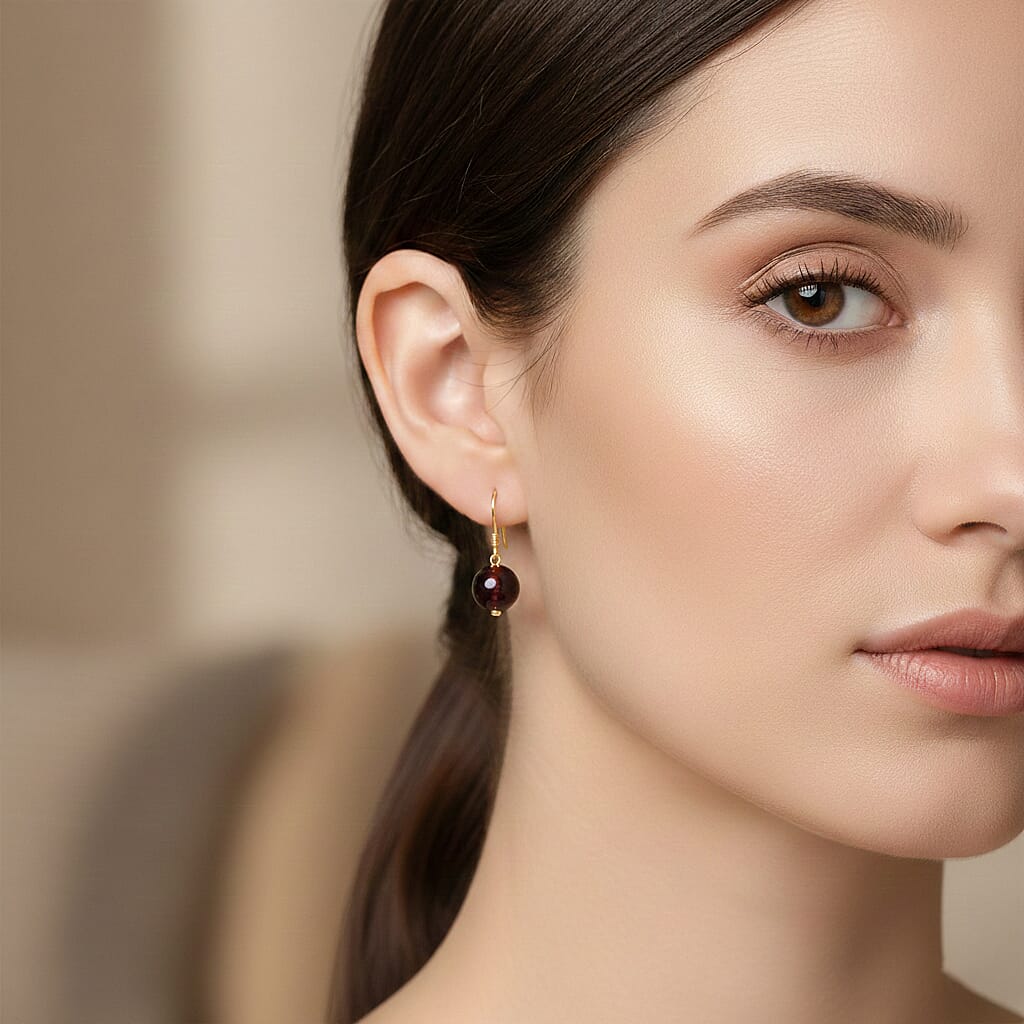 D'Joy Amber Beads Earring with Hook in Yellow Gold Plated Sterling Silver 5.00 Ct.