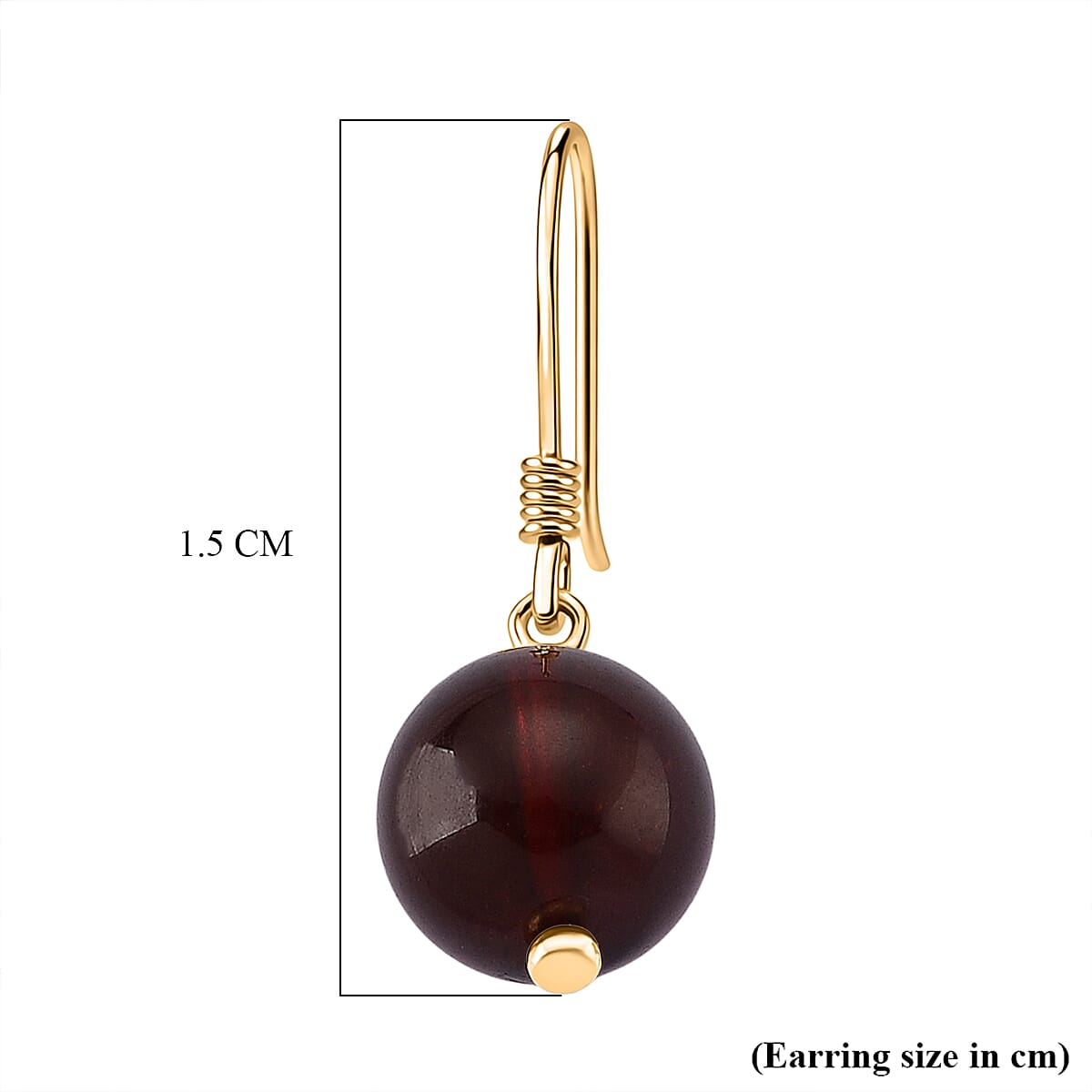 D'Joy Amber Beads Earring with Hook in Yellow Gold Plated Sterling Silver 5.00 Ct.