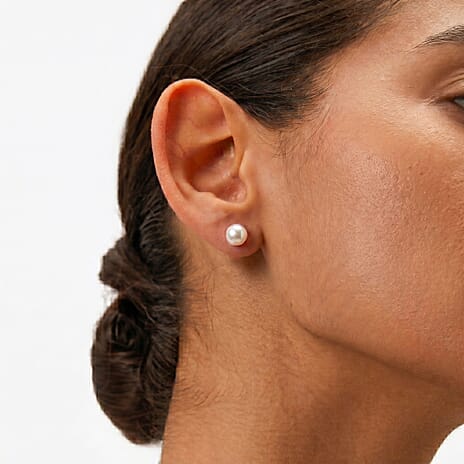 Akoya Pearl Stud Earring with Push Back in Rose Gold Plated Sterling Silver