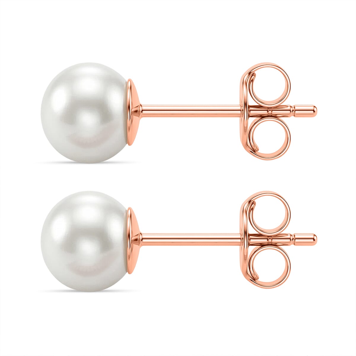 Pick Of the Show-  Akoya Pearl Earring with Push Back in Rose Gold Plated Sterling Silver