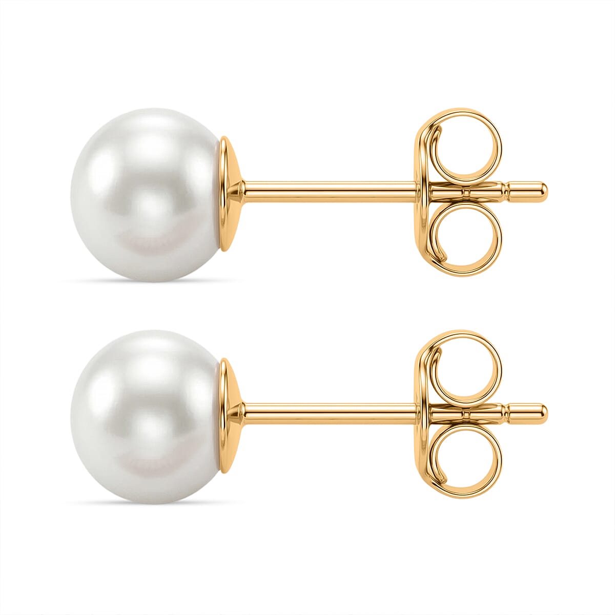 Pick Of the Show-  Akoya Pearl  Earring with Push Back in Yellow Gold Plated Sterling Silver
