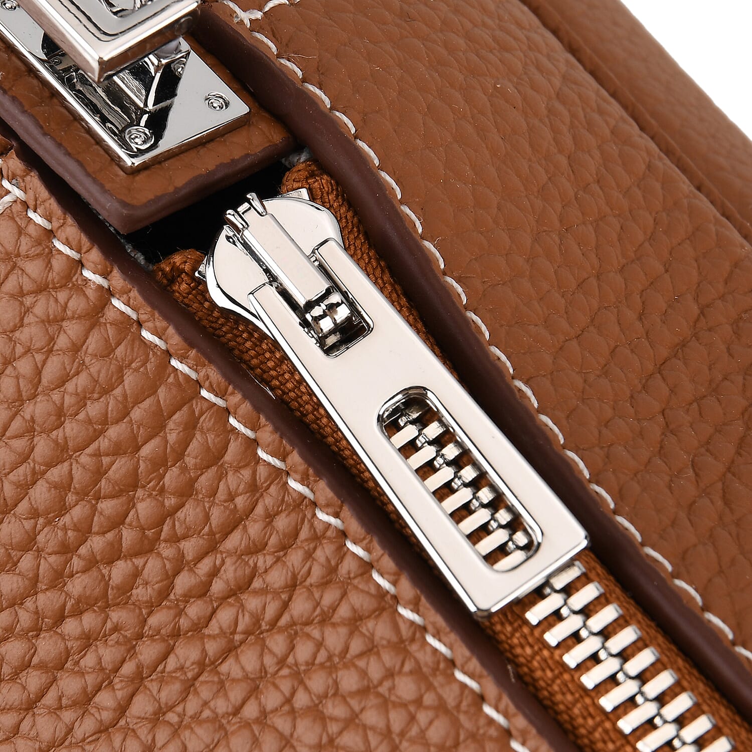 Leather Patterned Tote Bag (Size 35x17x22 cm) - Brown