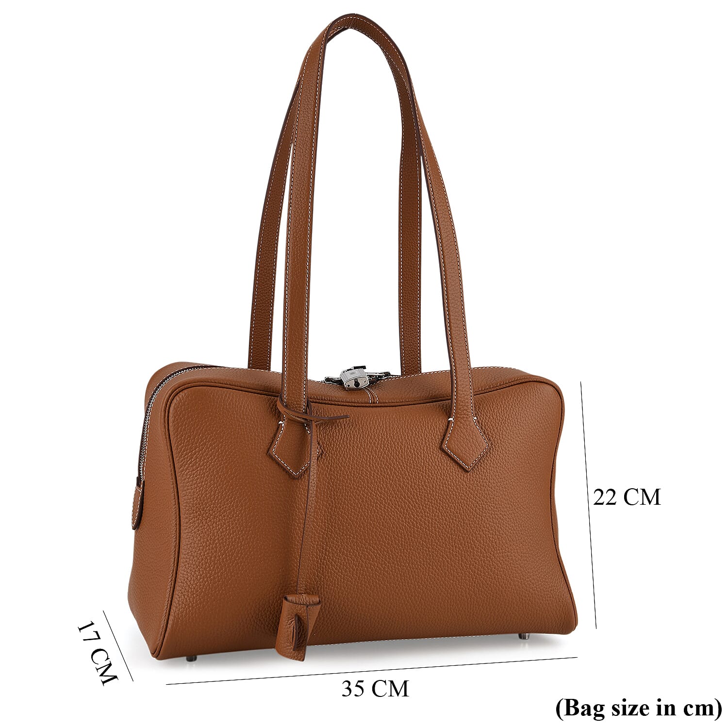 Leather Patterned Tote Bag (Size 35x17x22 cm) - Brown