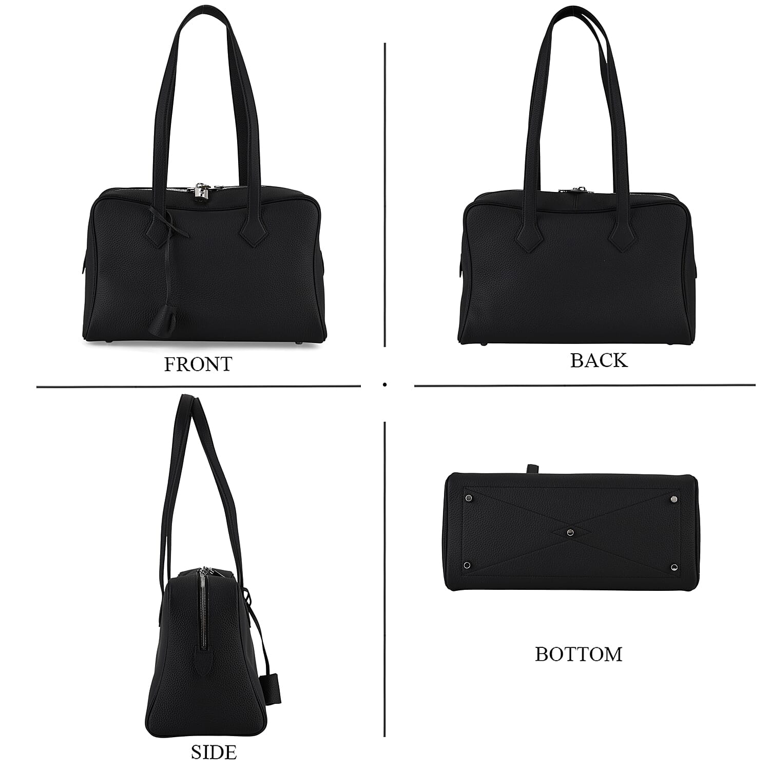 Leather Patterned Tote Bag (Size 35x17x22 cm) - Black