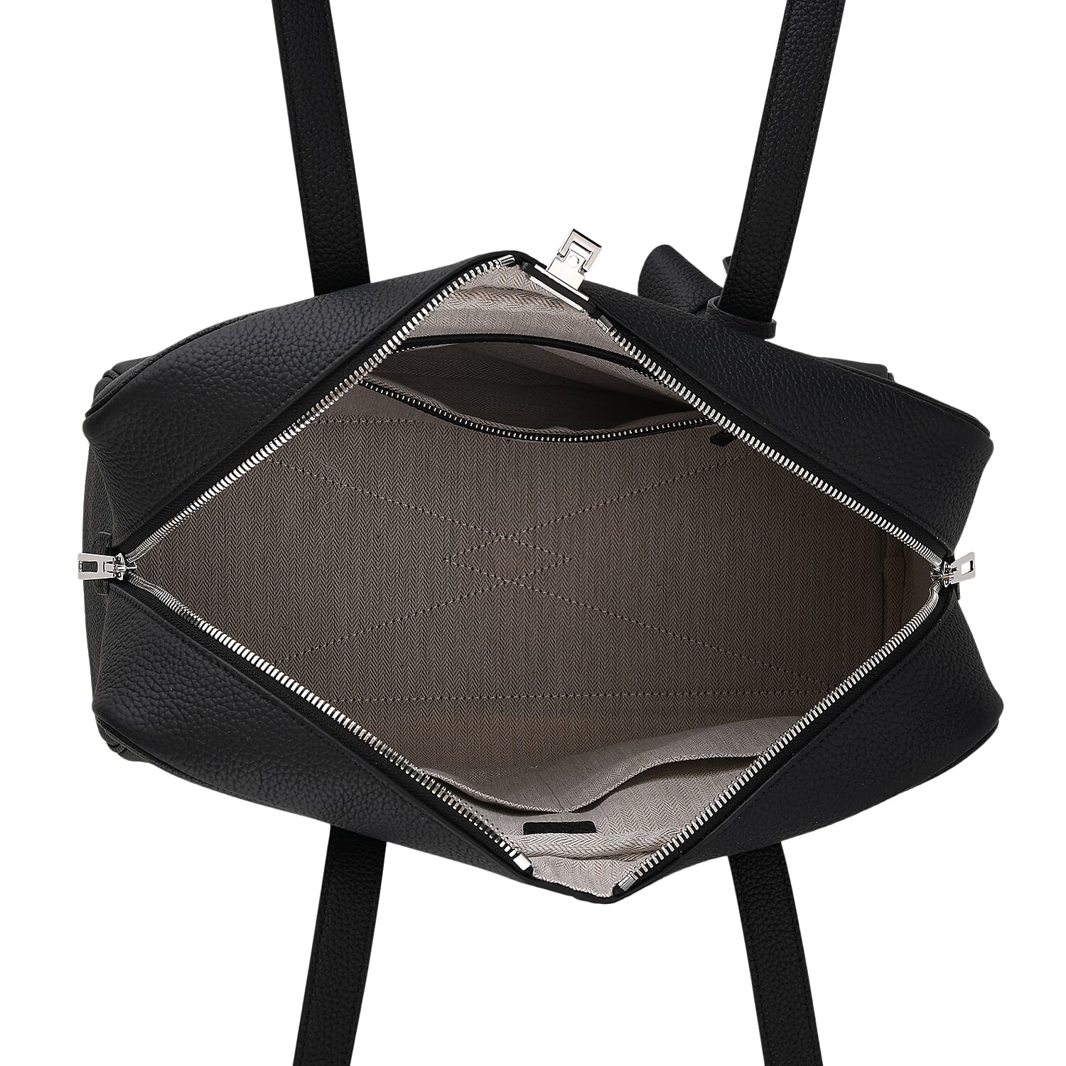 Leather Patterned Tote Bag (Size 35x17x22 cm) - Black