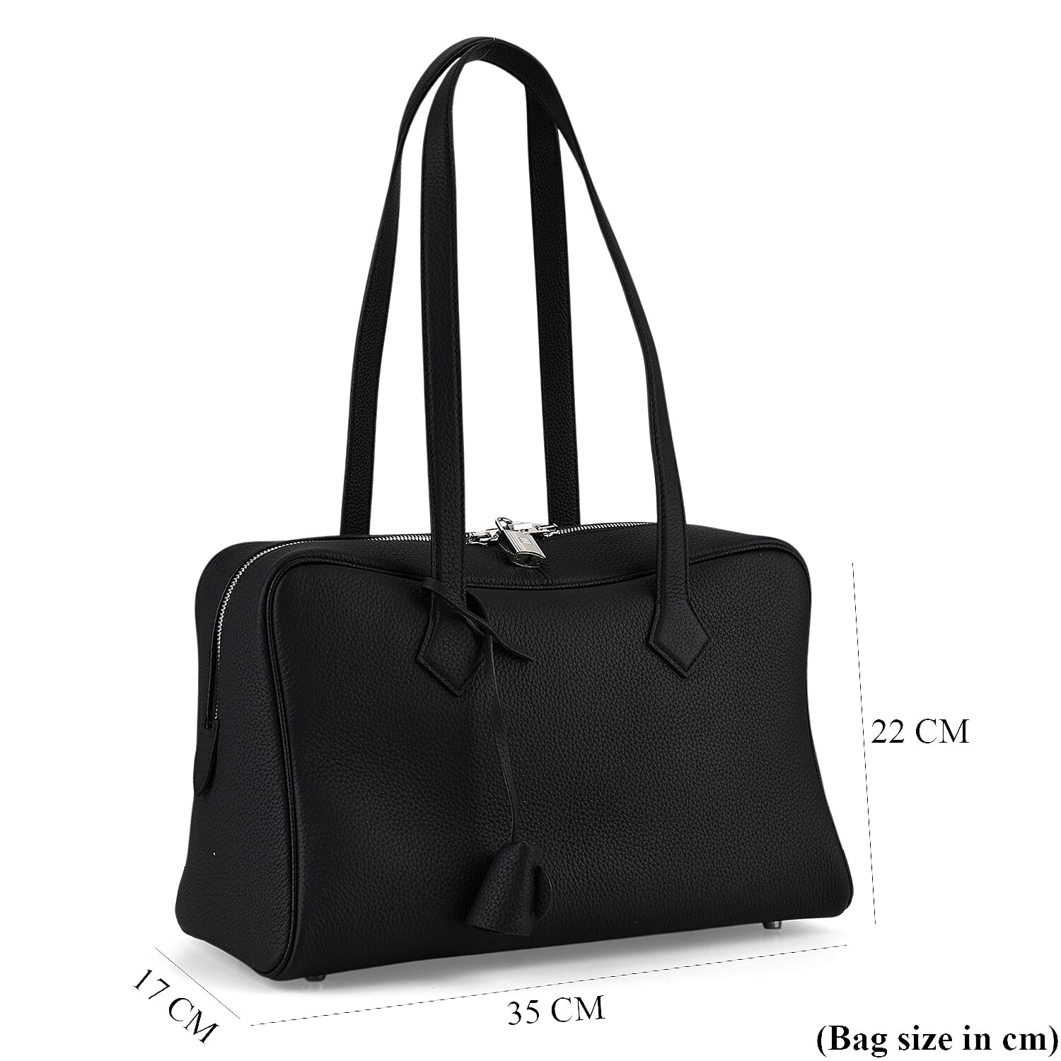 Leather Patterned Tote Bag (Size 35x17x22 cm) - Black