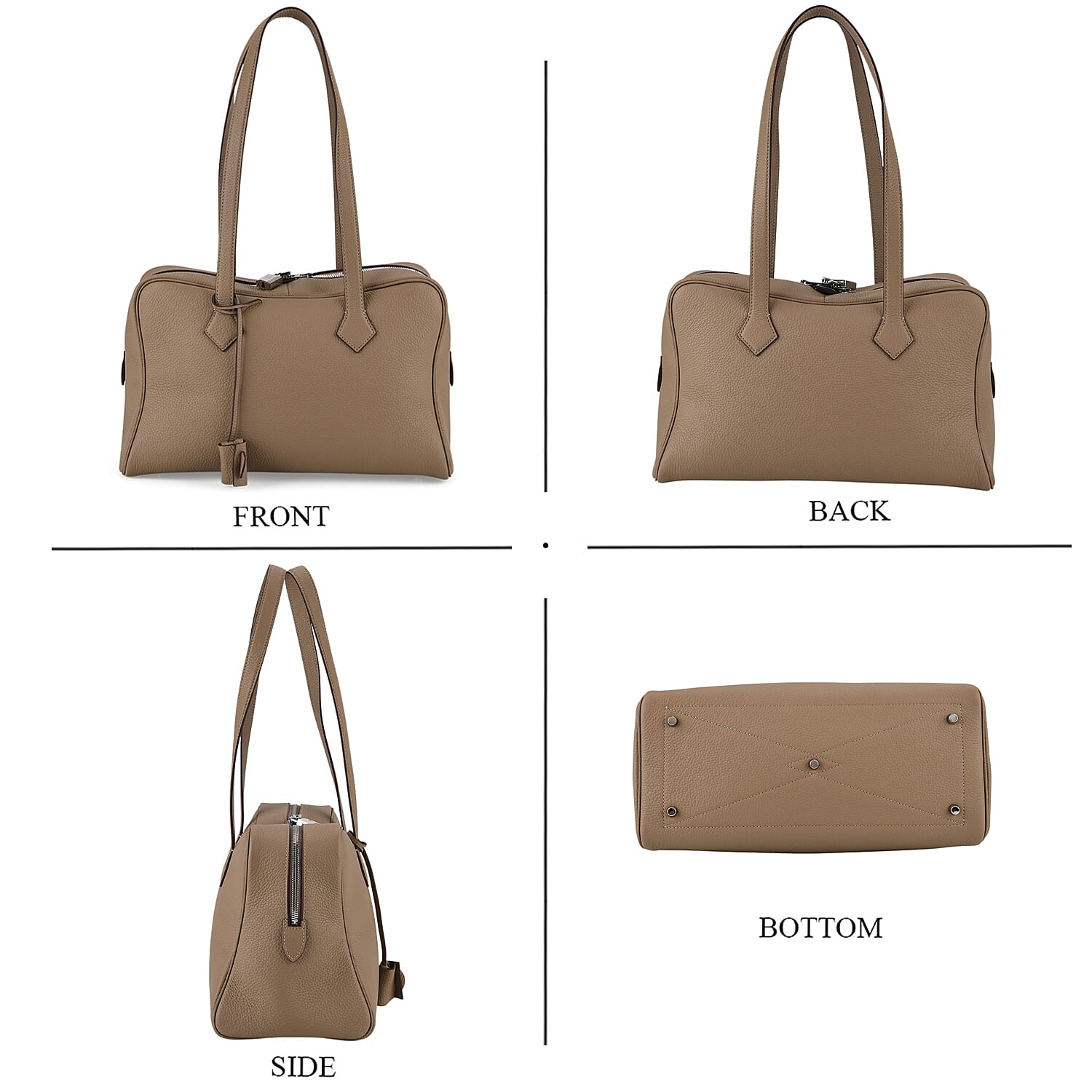 Leather Patterned Tote Bag (Size 35x17x22 cm) - Grey