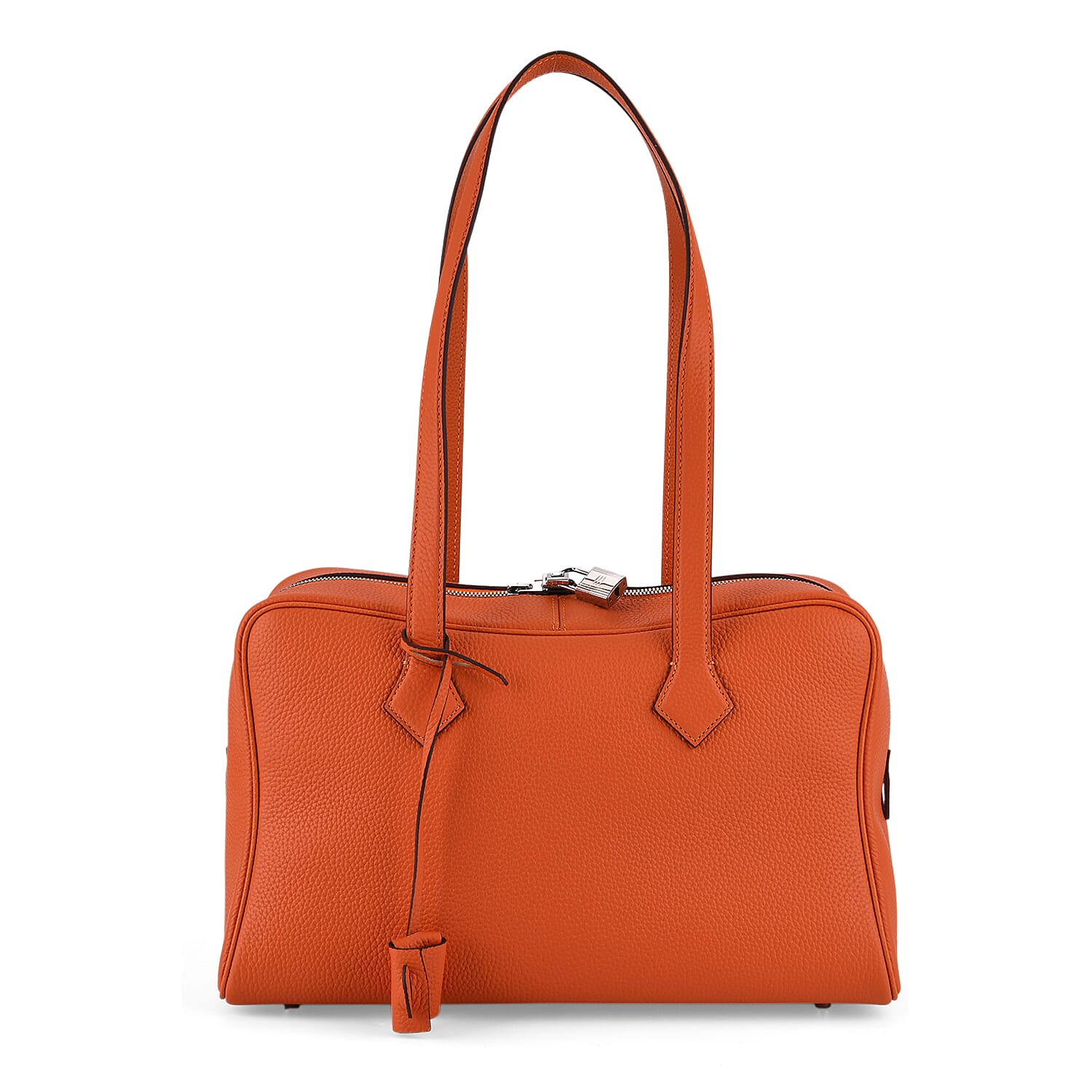 Leather Patterned Tote Bag (Size 35x17x22 cm) - Orange