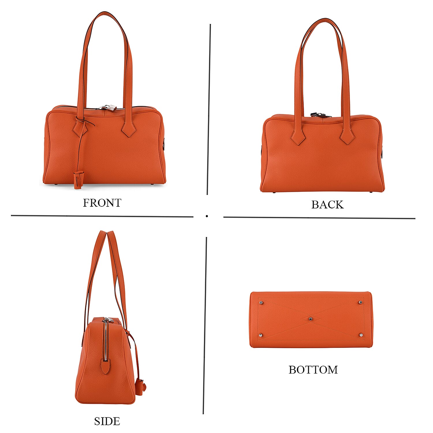 Leather Patterned Tote Bag (Size 35x17x22 cm) - Orange